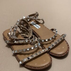Steve Madden Beige Studded Strappy Sandals